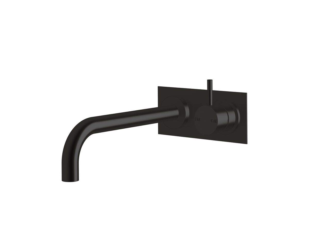 Sussex Scala 25mm Curved Wall Basin Mixer Tap System Right Hand Mixer Tap 250mm Outlet LUX PVD Matte Opium Black (6 Star)