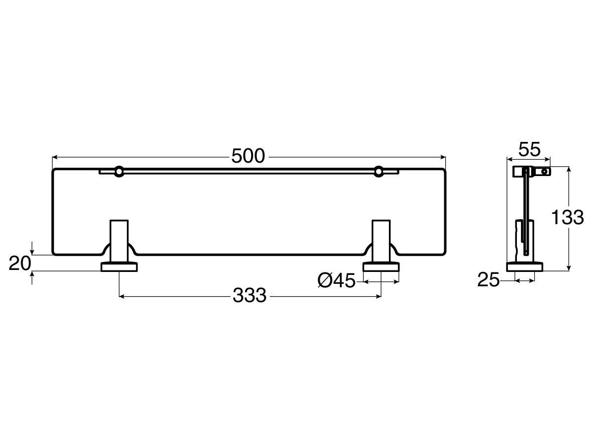 Posh Solus MK2 Glass Shelf Chrome