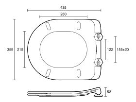 Technical Drawing  - Kado Lussi Rimless Soft Close Quick Release Seat White