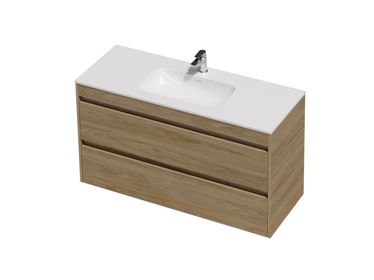 Hero - Posh Domaine Twin 1200 2 Drawer Wall Hung Vanity Colour Console Top Gloss White Mineral Cast