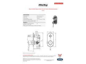Specification Sheet - Mizu Drift MK2 Shower Mixer Kit with Diverter Brushed Gunmetal