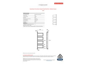 Specification Sheet - Hydrotherm Pure Swivel Heated Towel Rail 400 x 1235mm Chrome