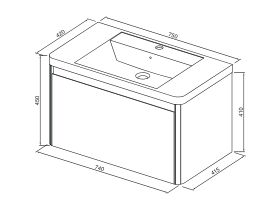Posh Solus 750mm Wall Hung Vanity Unit 1 Drawer 1 Taphole with Overflow
