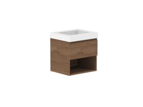 Supporting Image - Posh Domaine 600mm Wall Hung Vanity Unit All-Drawer Open Shelf 90mm Top
