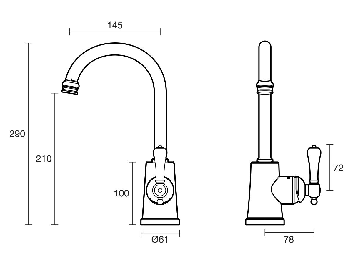 Kado Era Sink Mixer Small Porcelain Lever Handle