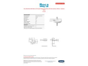 Specification Sheet - Roca Meridian Wall Basin & Fixing Kit Right Hand Bowl with No Overflow 750mm 1 Taphole White