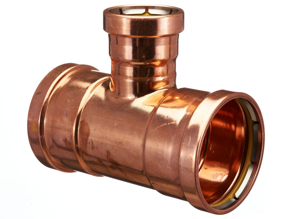 >B< Press Gas Reducing Tee 100mm x 100mm x 65mm