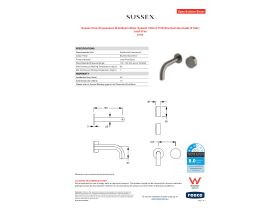 Specification Sheet - Sussex Pure Progressive Wall Basin Mixer System 160mm PVD Brushed Gunmetal (3 Star) Lead Free