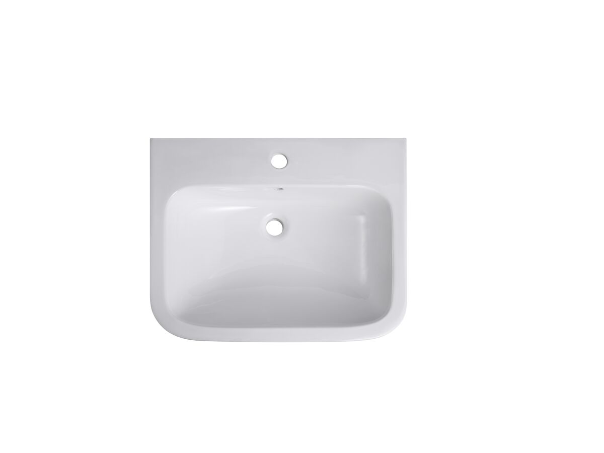 Wolfen Wall Basin Only 600 x 480mm with Overflow 1 Taphole White