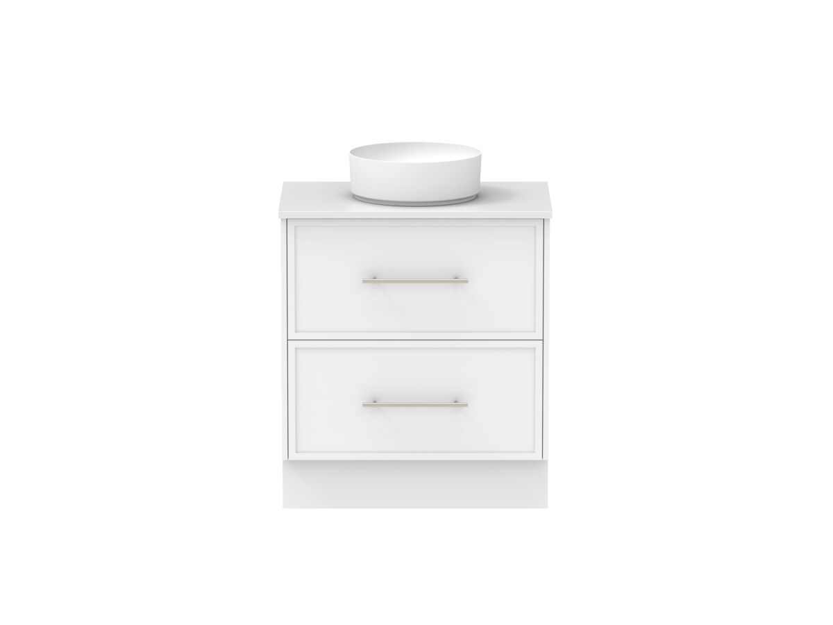Supporting Image - Kado Lux All Drawer 750mm Floor Mounted Vanity Centre Basin 20mm - White Shaker Front