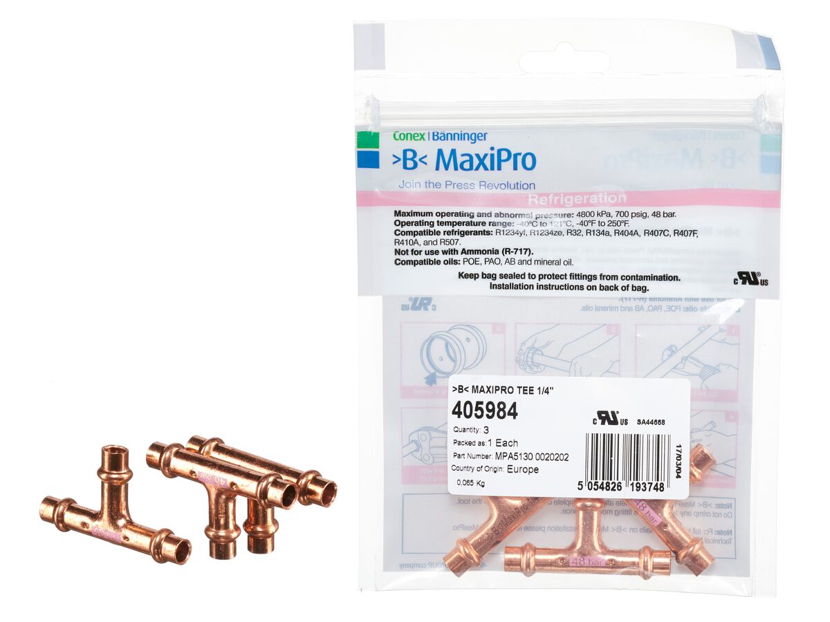 >B< Maxipro Tee 1/4" Bag of 3