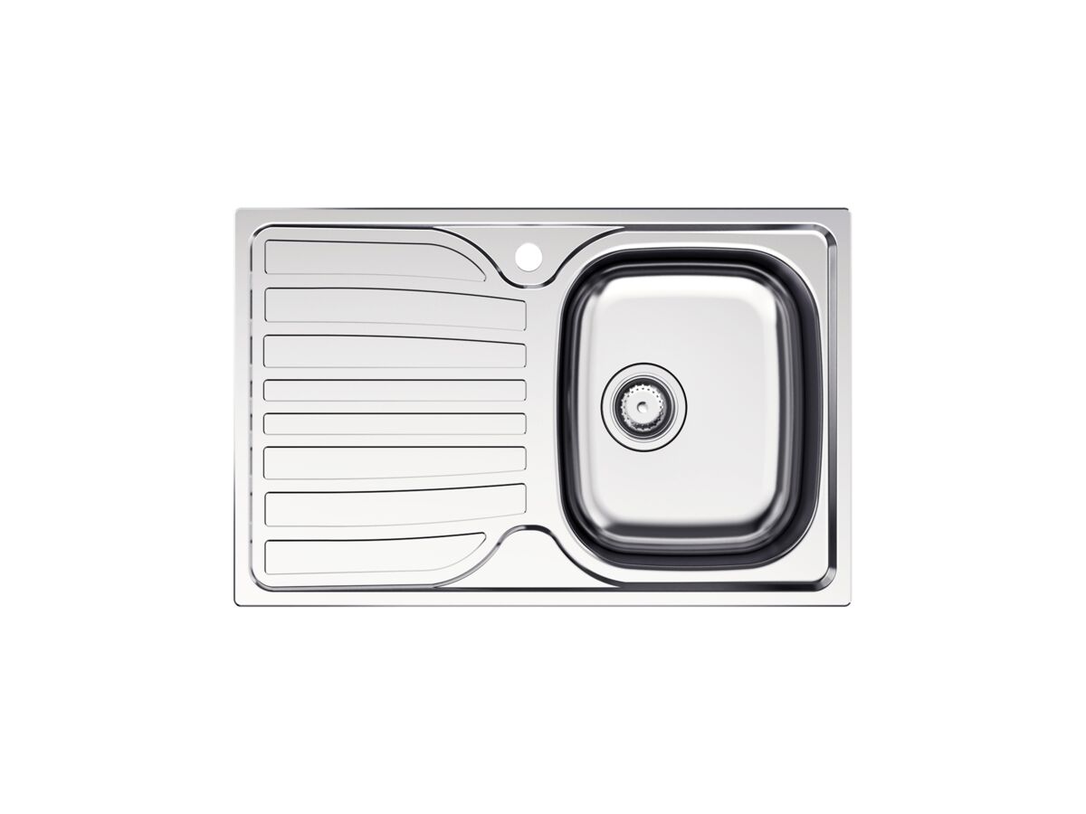Hero - Posh Bristol Single Bowl Sink 1 Taphole Right Hand Bowl with Drainer Stainless Steel