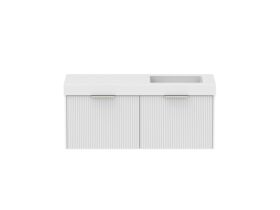 Supporting Image - Kado Neue Fluted Square All Drawer 1200mm Wall Hung Vanity with Right Hand Basin 90mm Top Ultra White