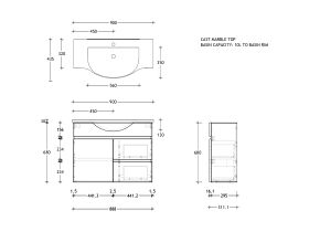 Posh Domaine Semi-Recessed 900 Centre Wall Hung Cast Marble