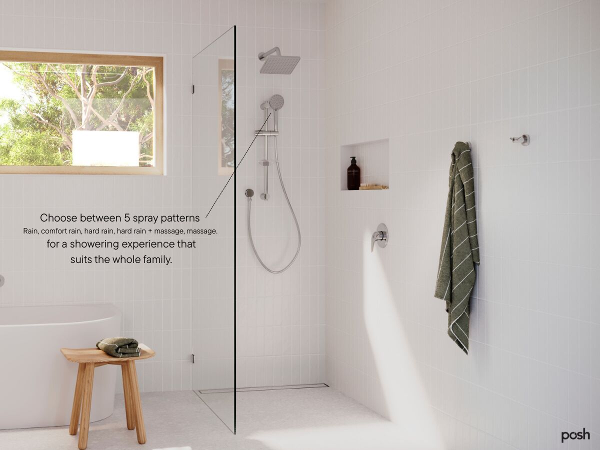 Marketing - Posh Bristol MK2 Single Rail Shower 5 Function Chrome (3 Star)