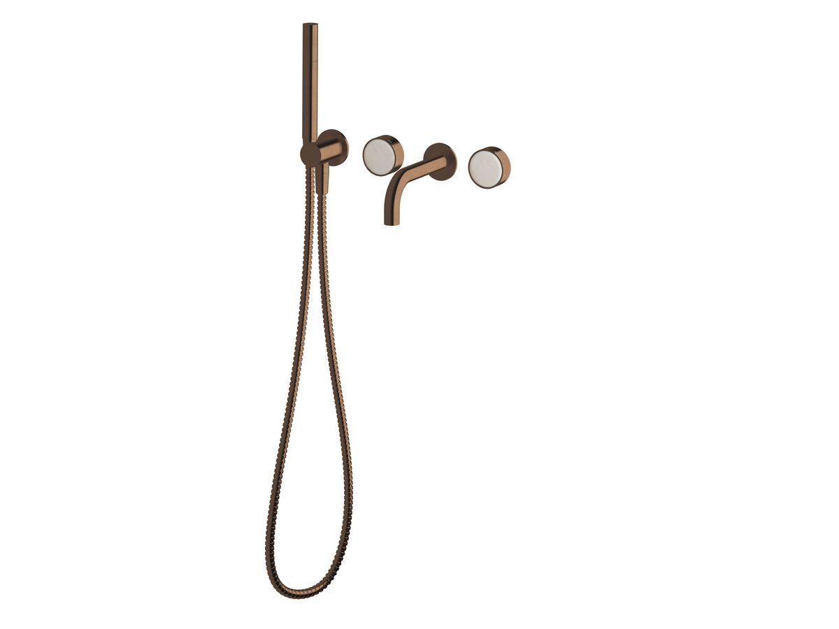 Supporting Image - Sussex Pure Elemental Progressive Bath Mixer System with Handshower 160mm PVD Brushed Bronze with Aurora Insert