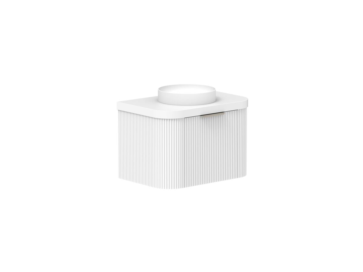 Supporting Image 2- Kado Neue Fluted Double Curve All Drawer 750mm Wall Hung Vanity with Centre Basin Durasein 50mm Top Ultra White