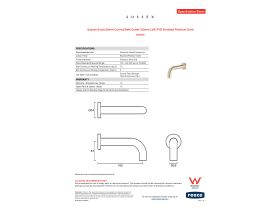 Specification Sheet - Sussex Scala 25mm Curved Bath Outlet 160mm LUX PVD Brushed Platinum Gold