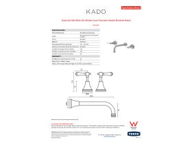 Specification Sheet - Kado Era Wall Bath Set 250mm Lever Porcelain Handle Brushed Nickel