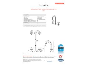 Specification Sheet - Sussex Oria Cross Handle Basin Set Chrome (5 Star) Lead Free