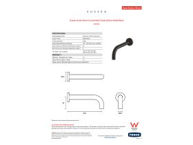 Specification Sheet - Sussex Scala 25mm Curved Bath Outlet 200mm Matte Black