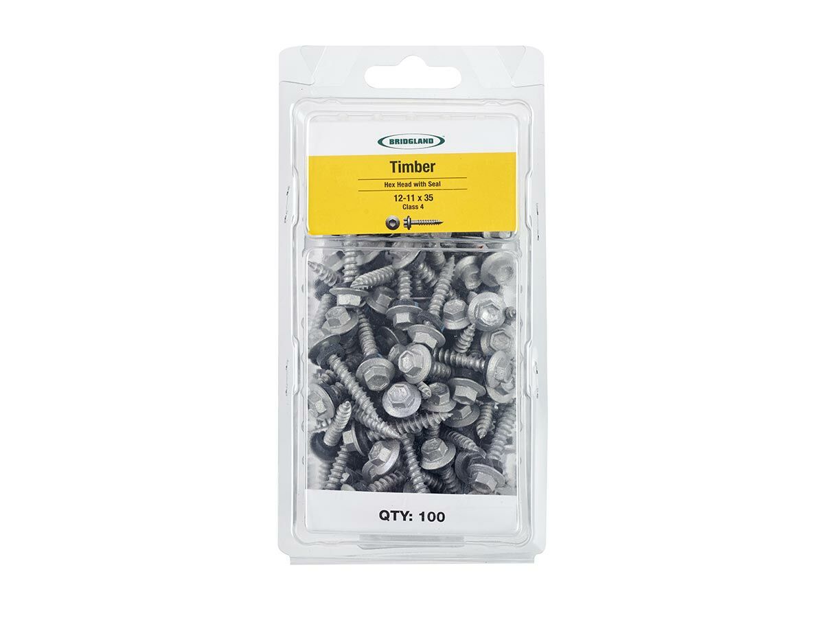 Bridgland Hexagonal Head Screw Timber Class 4 12-11 x 35mm (100)