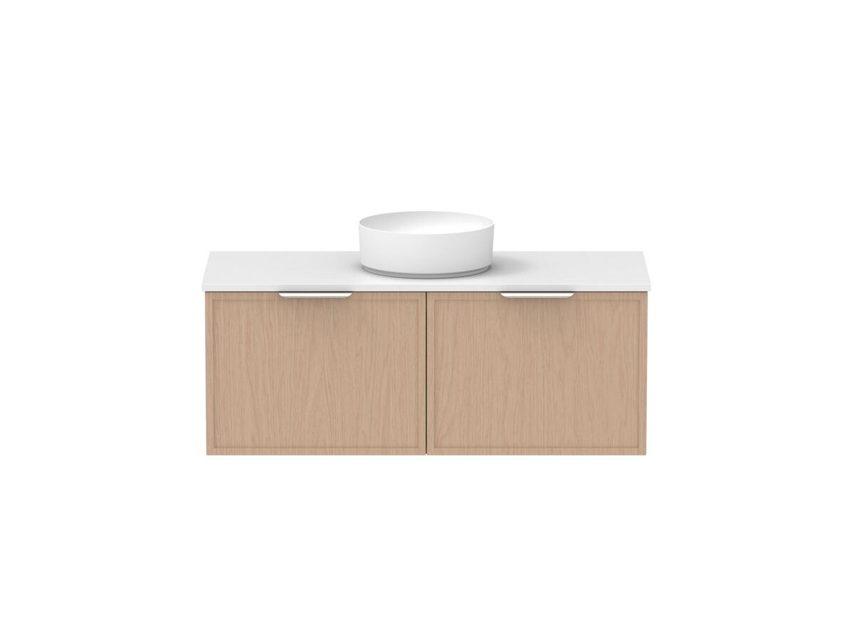 Supporting Image - Kado Lux Slim All Drawer 1200mm Wall Hung Vanity with Centre Basin 20mm Top Blonde Oak