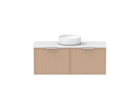 Supporting Image - Kado Lux Slim All Drawer 1200mm Wall Hung Vanity with Centre Basin 20mm Top Blonde Oak