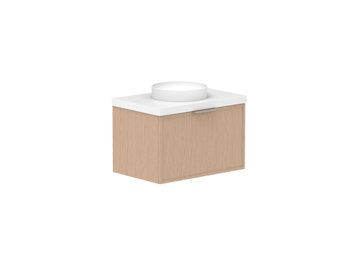 Supporting Image - Kado Lux Slim All Drawer 750mm Wall Hung Vanity with Centre Basin 50mm Top Blonde Oak