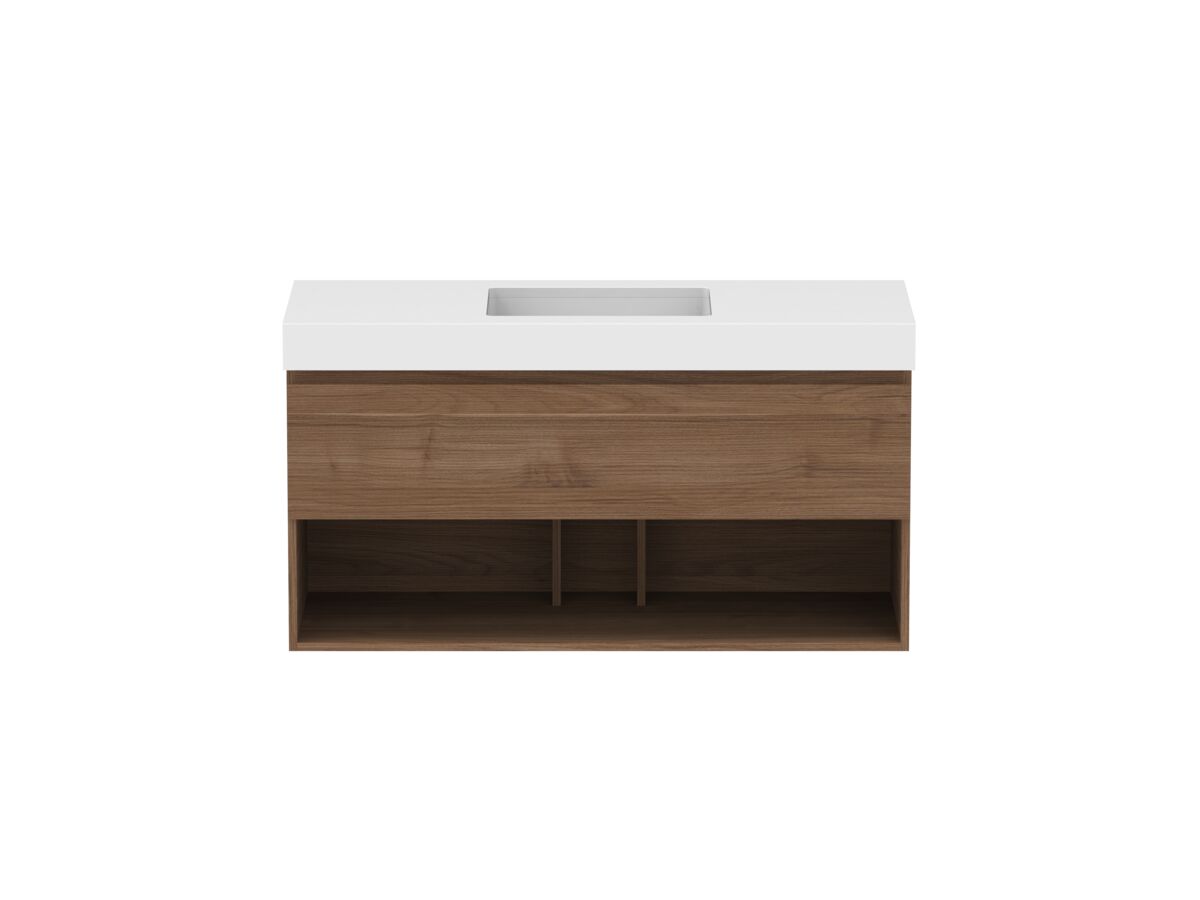 Hero - Posh Domaine 1200mm Wall Hung Vanity Unit All-Drawer Open Shelf Single Bowl 90mm Top