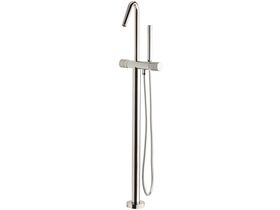 Sussex Pure Floor Mounted Bath Mixer Tap with Handshower and Cirque Textured Handle Kit Chrome (3 Star)