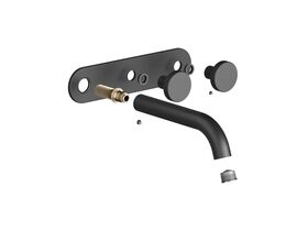Supporting Image - Faucet Strommen Vara Disc Wall Basin / Bath Hostess Tap System Right Hand 150mm Kit Matte Black (6 Star) Lead Free