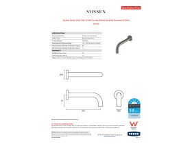 Specification Sheet - Sussex Scala 25mm Wall Outlet Curved 200mm Brushed Gunmetal (6 Star)