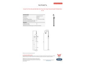 Specification Sheet - Sussex Pure Floor Mounted Bath Mixer Tap Trimset with Cirque Textured Handle PVD Matte Black