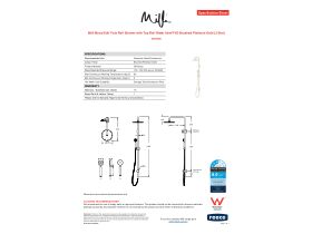 Specification Sheet - Milli Mood Edit Twin Rail Shower with Top Rail Water Inlet PVD Brushed Platinum Gold (3 Star)
