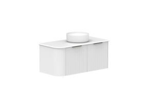 Supporting Image 2- Kado Neue Fluted Single Curve All Drawer 1050mm Wall Hung Vanity with Centre Basin 20mm Top Ultra White