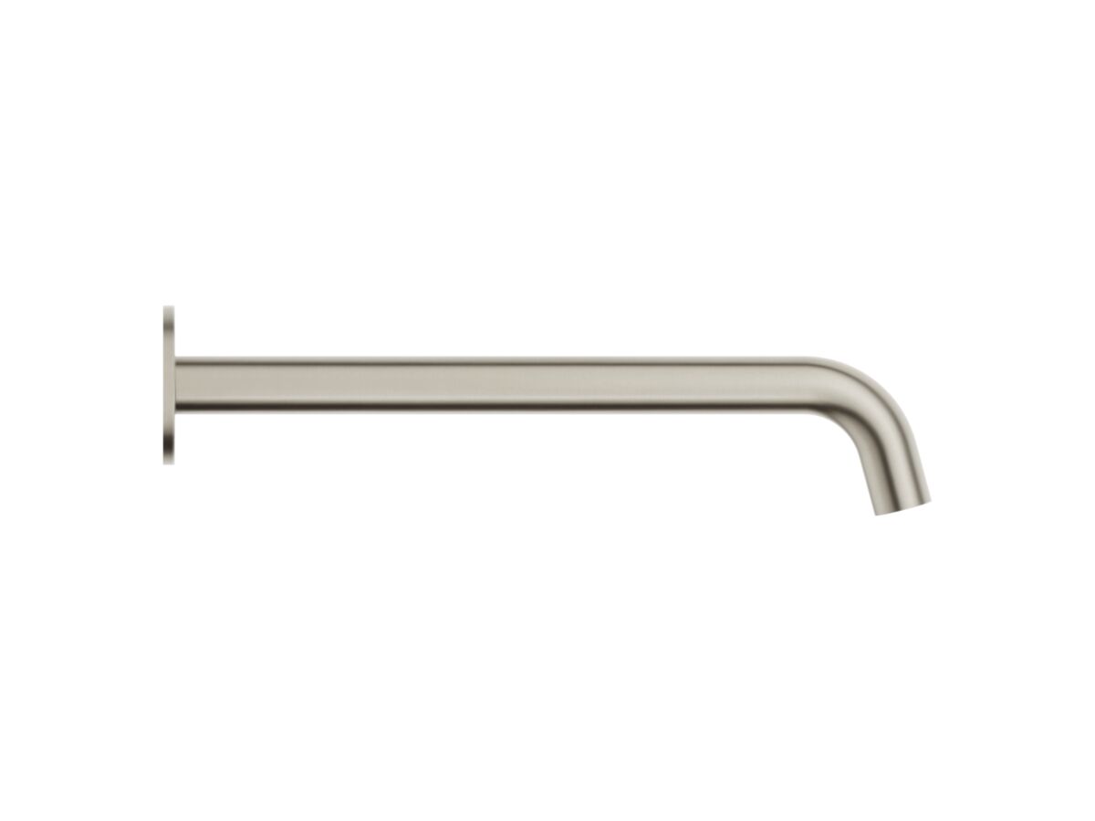 Supporting Image - Mizu Drift Wall Basin/Bath Outlet Curve Spout 300mm Brushed Nickel (6 Star) Lead Free - Side