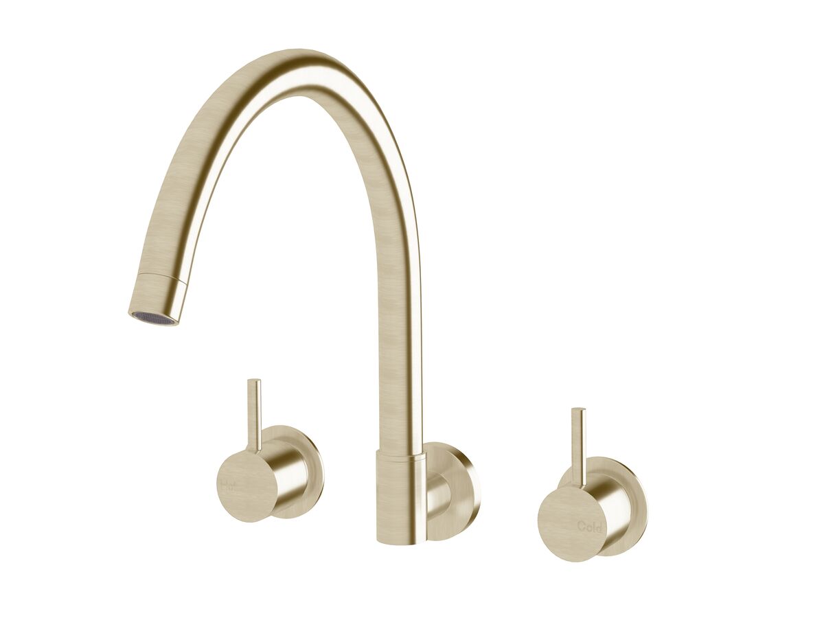 Sussex Scala Wall Spa Set Curved LUX PVD Brushed Platinum Gold