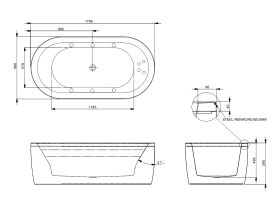 Decina Isle MKII 1790mm Freestanding 10 Jet Spa Bath