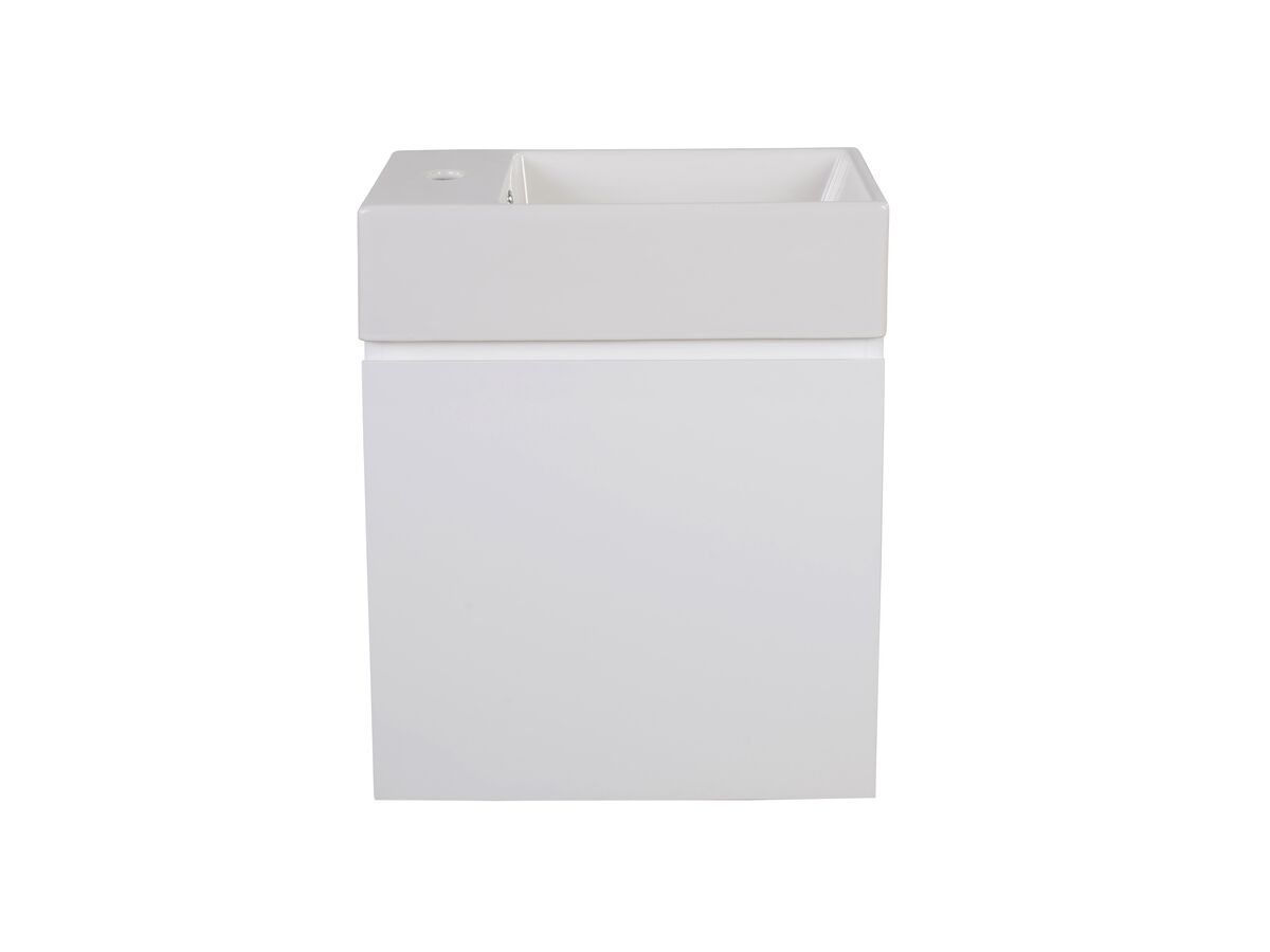 Hero - Posh Solus 485mm Powder Room Vanity Unit Wall Hung Right Hand Bowl 1 Taphole White