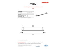 Specification Sheet - Mizu Drift Single Towel Rail 600mm Brushed Gunmetal