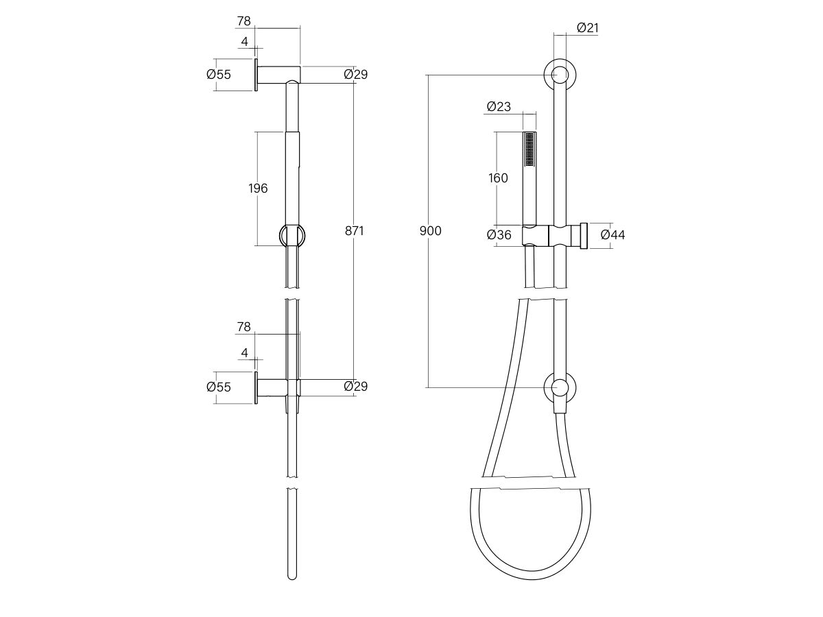 Technical Drawing - Faucet Strommen Vara Disc Single Rail Shower (3 Star)