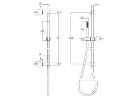 Technical Drawing - Faucet Strommen Vara Disc Single Rail Shower (3 Star)