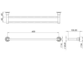 Phoenix Gen X Double Towel Rail 600mm Chrome