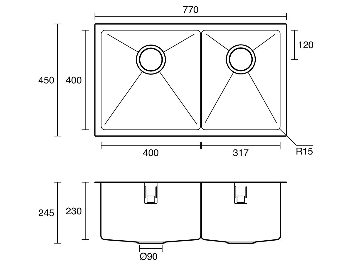 Memo Zenna 1 3/4 Bowl Sink