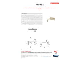 Specification Sheet - Scala 25 Curved Bath Mixer Outlet System Right Hand 160mm PVD Brushed Platinum Gold Lead Free