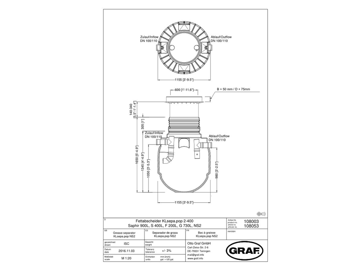 Graf Grease Trap 900 Litre
