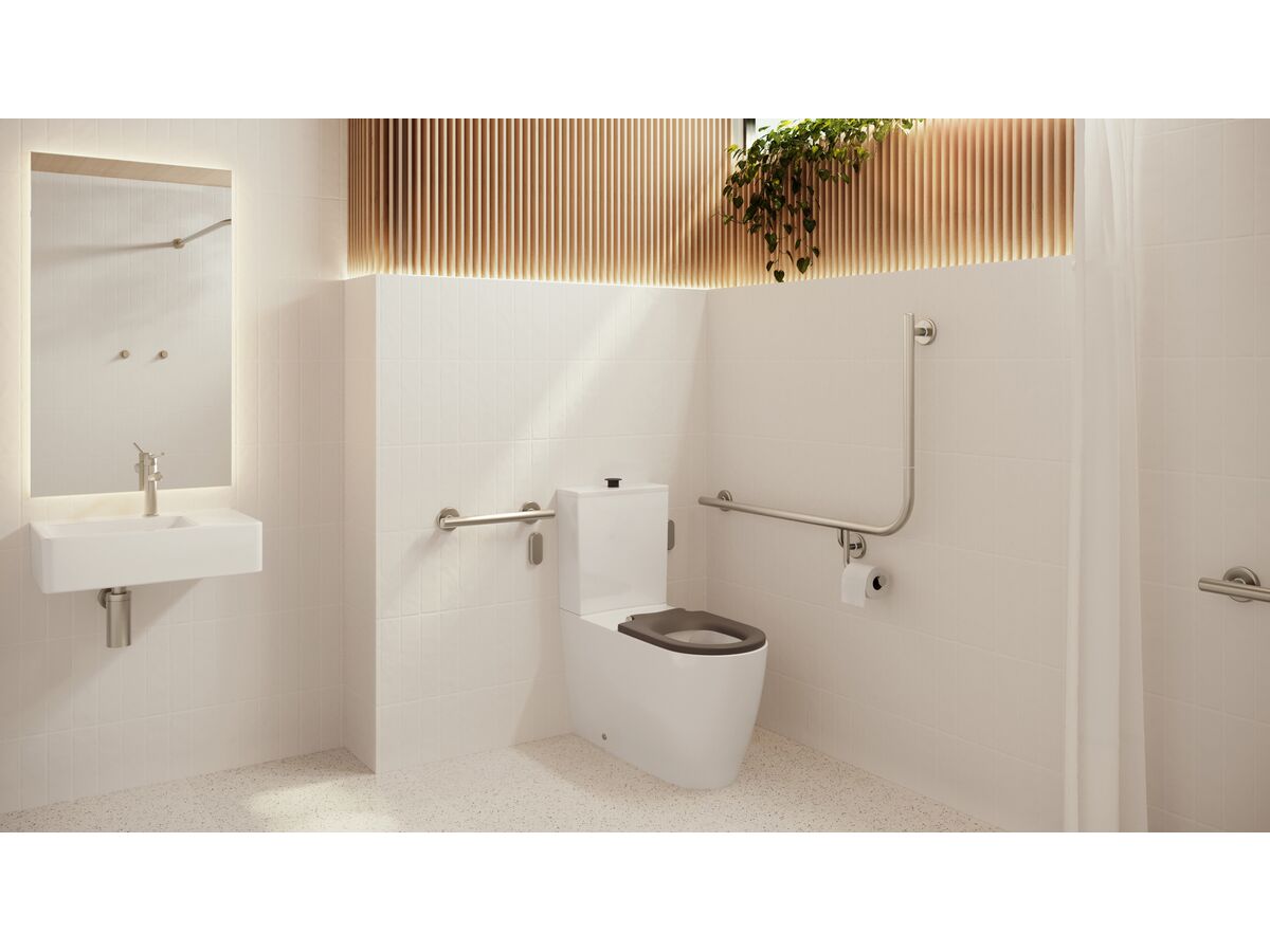 In Situ - Mizu Commercial Bathroom - Wolfen Closed Coupled Back to Wall Toilet - Brushed Nickel