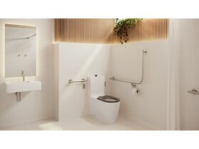 In Situ - Mizu Commercial Bathroom - Wolfen Closed Coupled Back to Wall Toilet - Brushed Nickel
