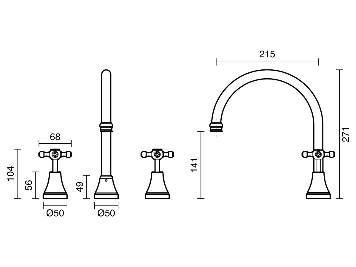 Kado Era Hob Spa Set Cross Handles